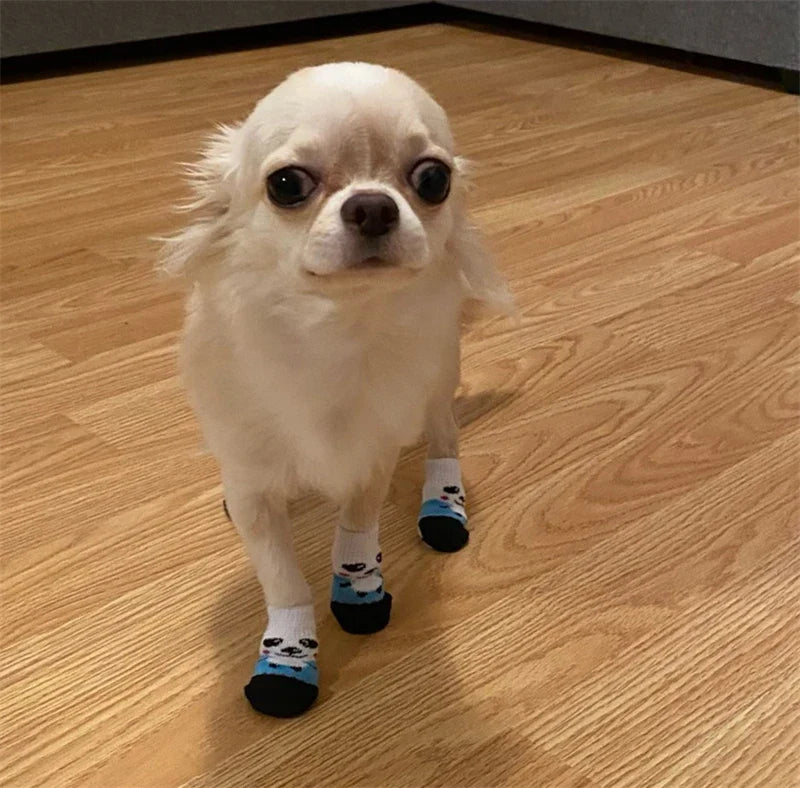 Pet Knit Sock Slippers - 4-Piece Non-Slip Indoor Boots for Small Dogs & Cats
