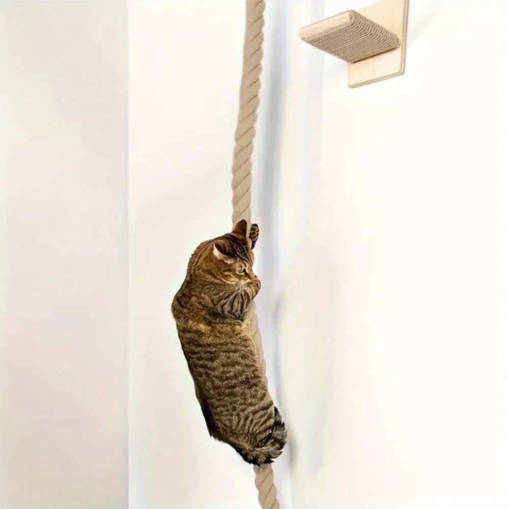 š§ Franklin's Pick: Wall-Mounted Cat Climbing Rope - Ultimate Space-Saving Vertical Playground