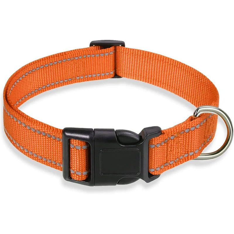 Dog Collar Reflective Nylon Safety Adjustable 🦺