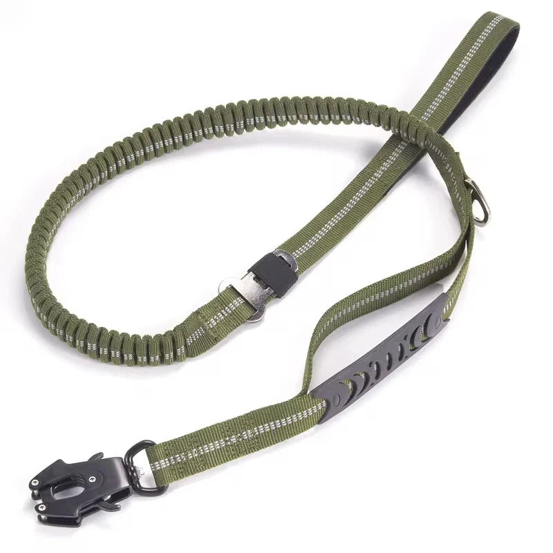 Heavy Duty Dog Leash for Large Dogs Shock Absorbing Bungee Tactical Dog Leash with 2 Padded Handle Strong No Pull Dog Leash