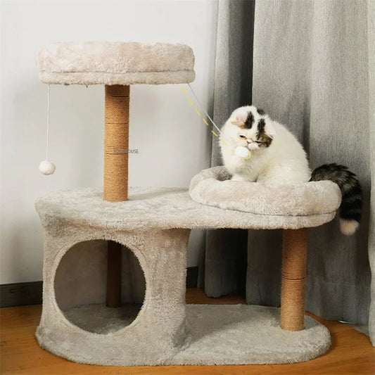 Three-Layer Cat Tree House - Multi-Level Scratching & Activity Center
