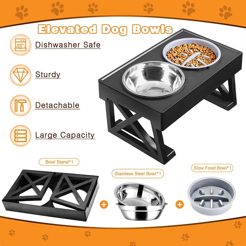 Adjustable Height Elevated Dog Bowls - Purrfect Pet Kingdom