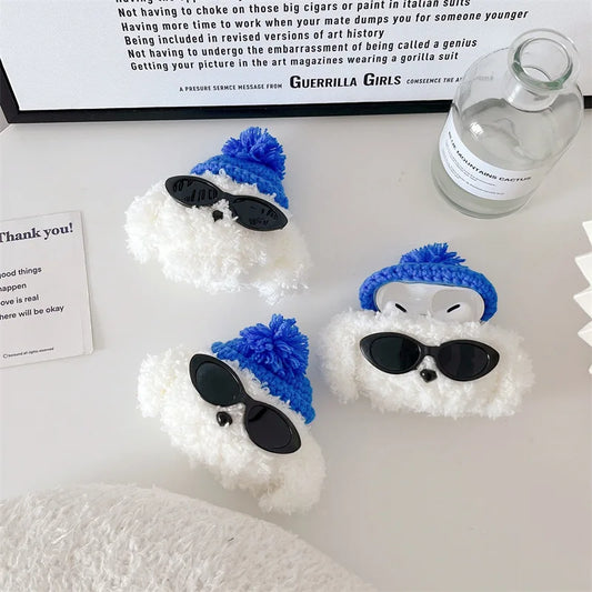 Cute Fur Sunglasses Dog Cover For Airpods Pro 2 Case