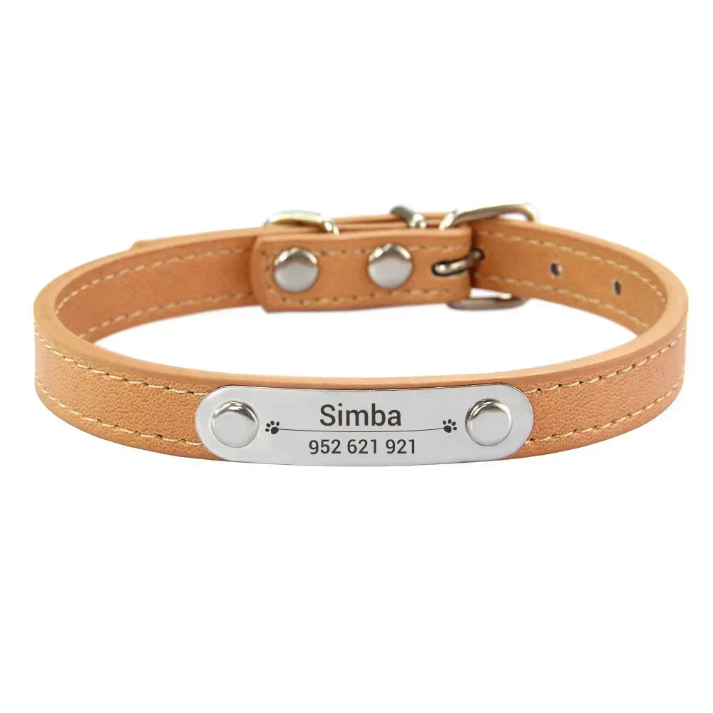 Personalized Dog Collar - Engraved ID Leather Collar