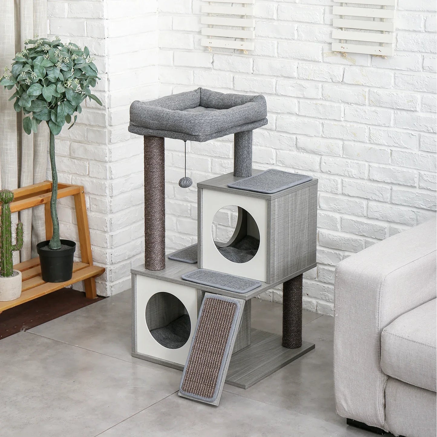 Natural Wooden Cat Tower