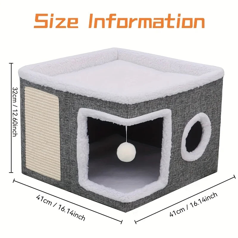 šæ Luxury Cat Tree Bed - Organic Bamboo Base with Orthopedic Comfort & Scratching Post