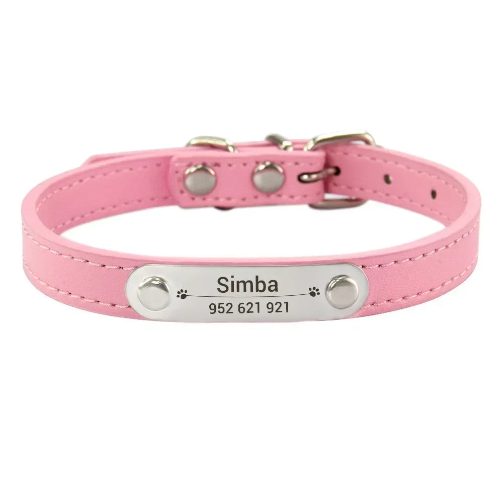 Personalized Dog Collar - Engraved ID Leather Collar