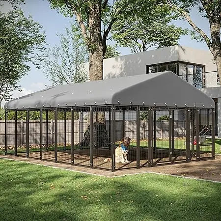 10x14ft Outdoor Dog Kennel - Spacious Double Door Run with Feeding Station - Tail chasers - DoubleDoor - 10X14FT - B0F8VC3TJC - United States - 169080709;20250928;1759047586BwZVq