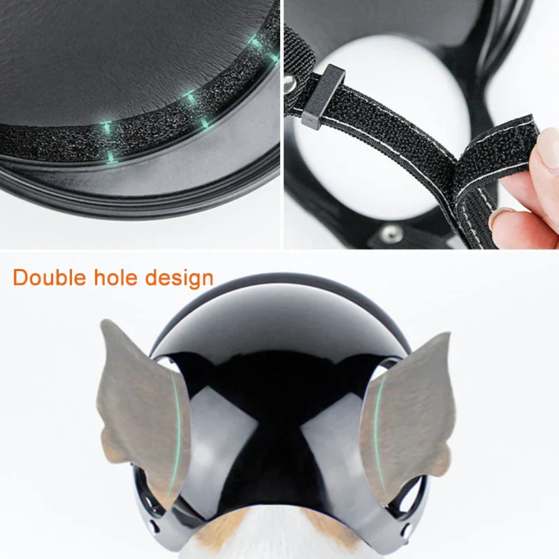 Cool Black Pet Dog Bicycle Safety Hat Adjustable Straps Helmets - Pets - THRIXINE
