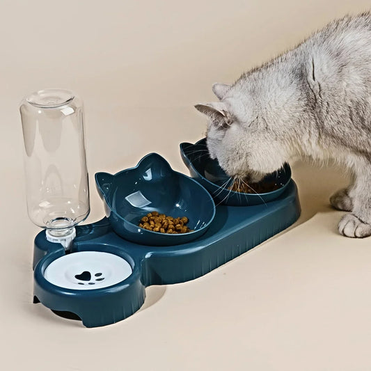 KONG 3-in-1 Tilted Cat Bowl with Automatic Gravity Feeder