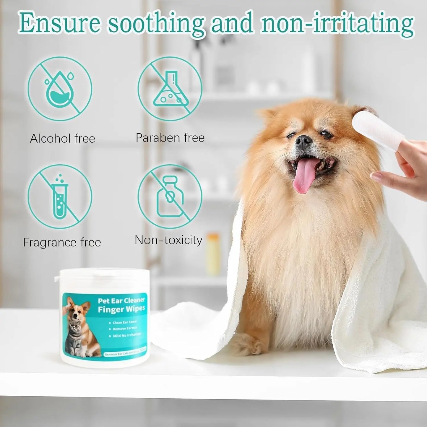 Pet Ear Wipes Dogs Cats Easy Otic Cleaning 🧻