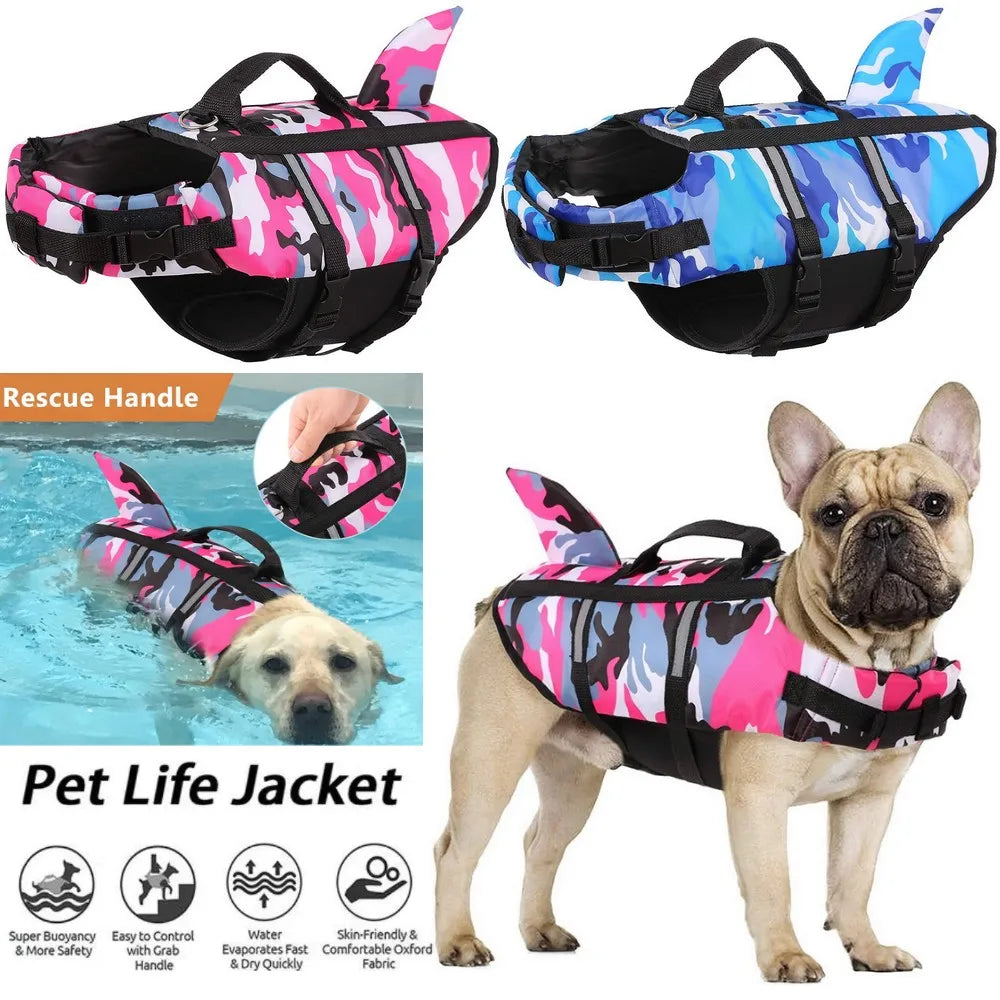 Shark Fin Dog Life Vest - Camouflage Swimwear - Pets - THRIXINE
