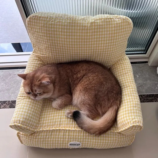 Checkered Removable Pet Sofa Bed - All-Season Cat & Dog House