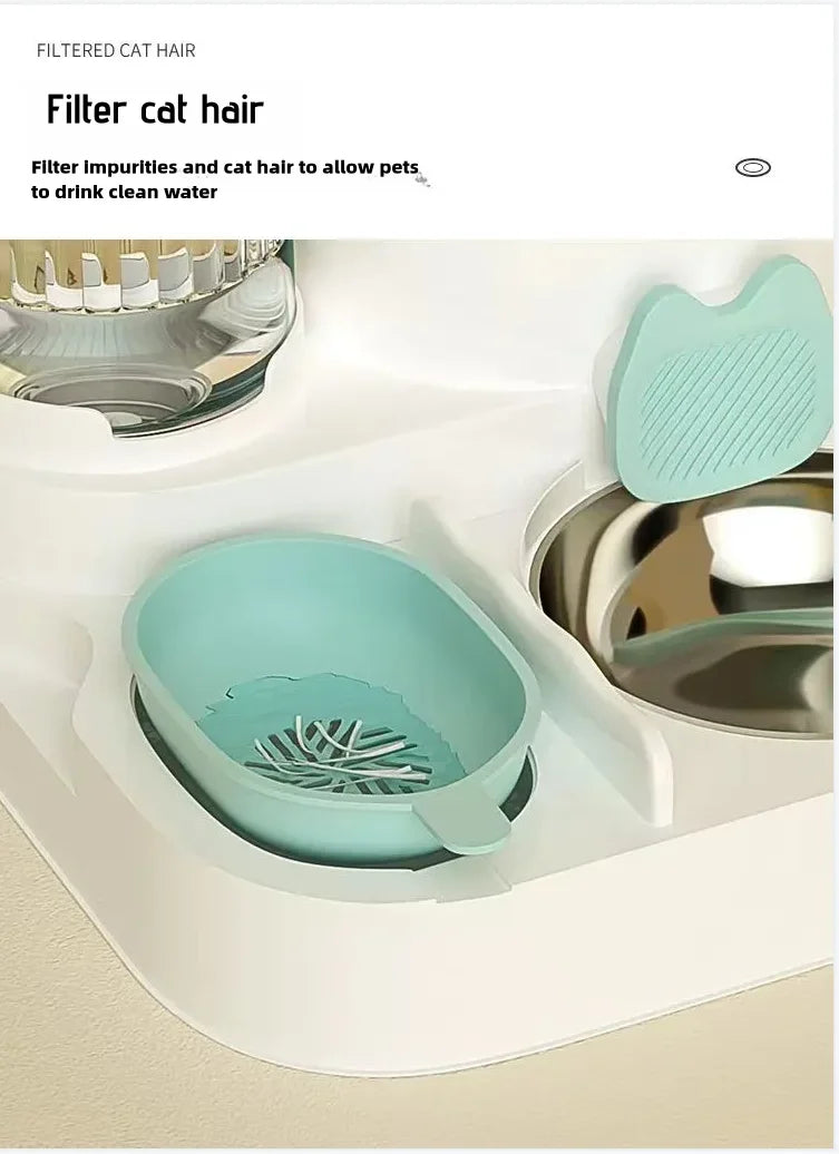 Cat Bowl Automatic Feeder - Water Dispensers Integrated Food Basin for Dogs