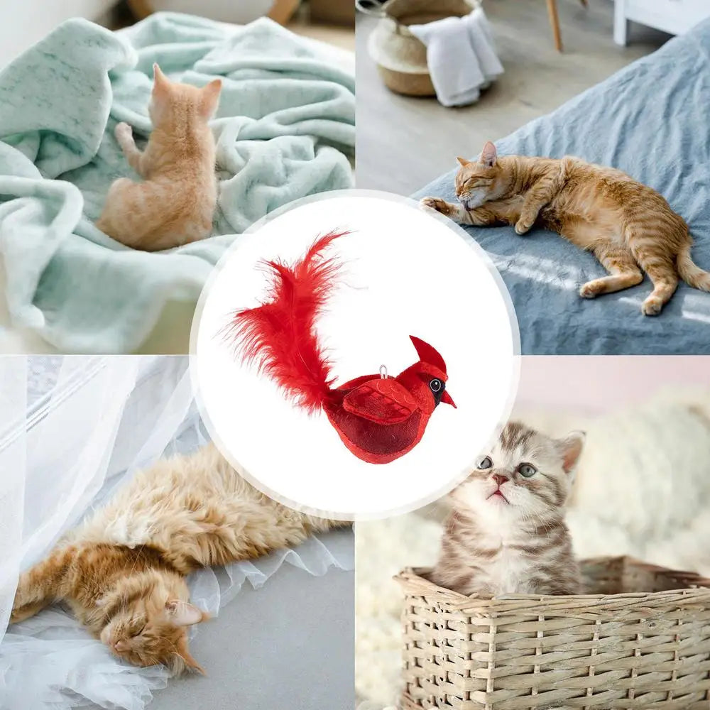 Flapping Bird Cat Toy Chirping Realistic Interactive Flying ๐ฑ