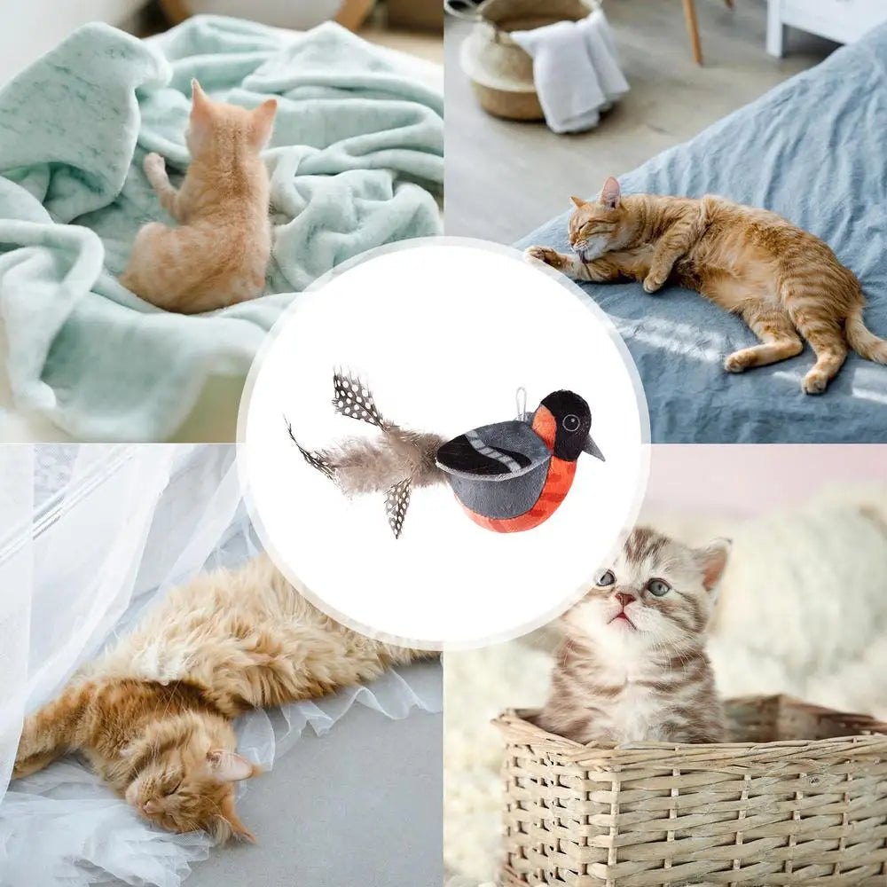Flapping Bird Cat Toy Chirping Realistic Interactive Flying ๐ฑ