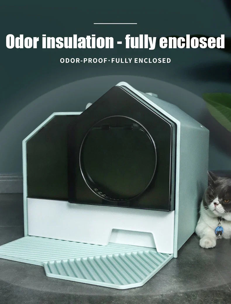 Extra Large Enclosed Cat Litter Box - Anti-Splash Odor Control with Drawer