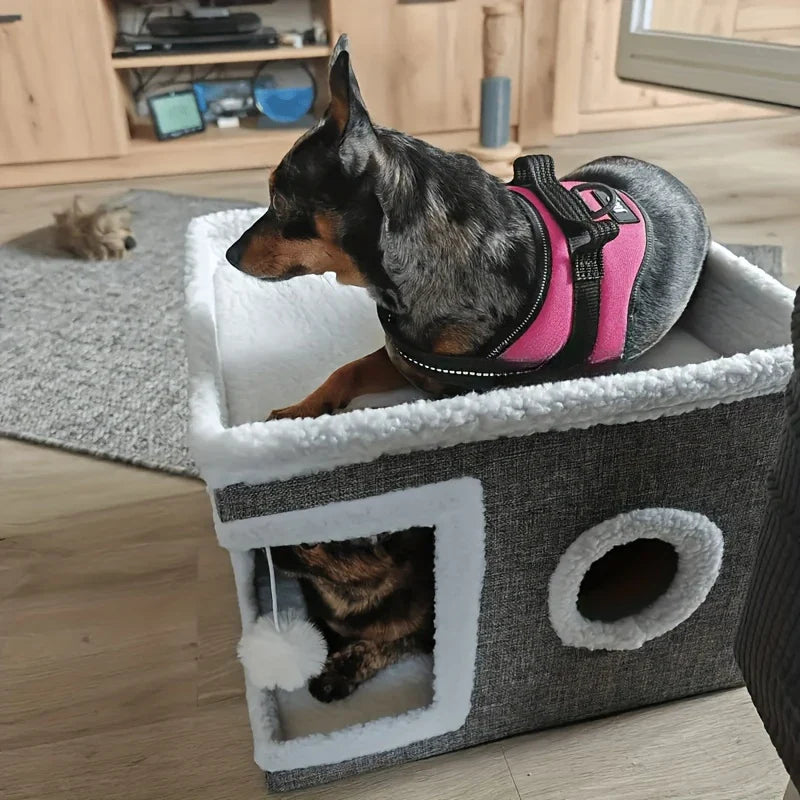 šæ Luxury Cat Tree Bed - Organic Bamboo Base with Orthopedic Comfort & Scratching Post