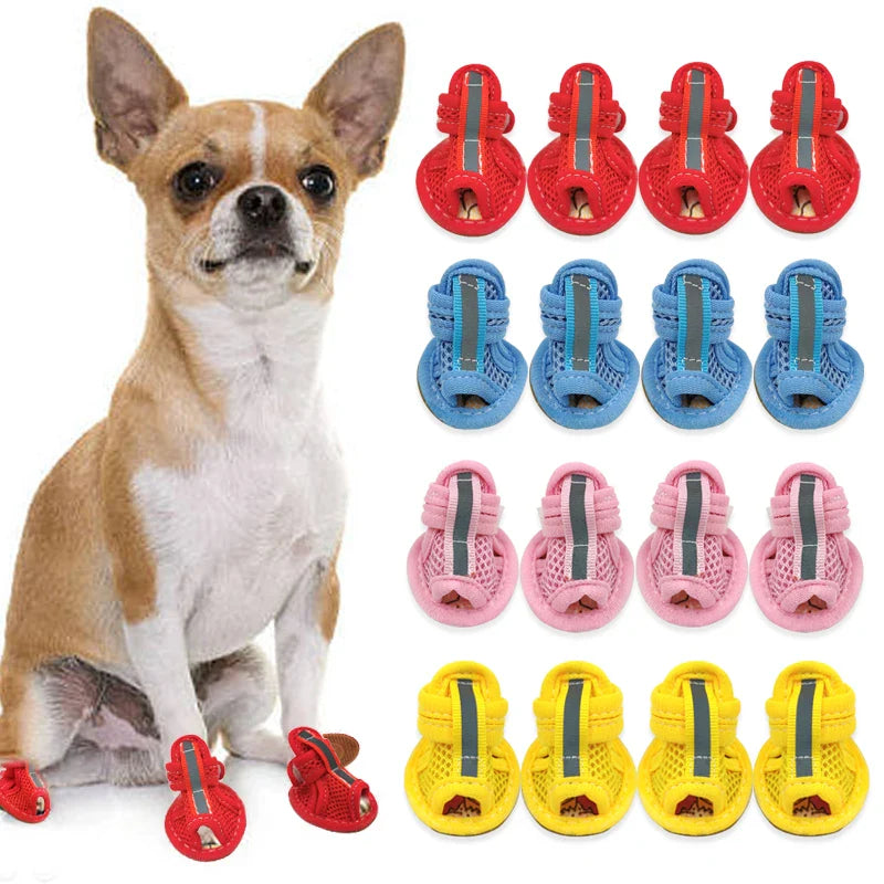 Summer Dog Shoes for Small Dogs - Breathable Reflective Outdoor Sandals