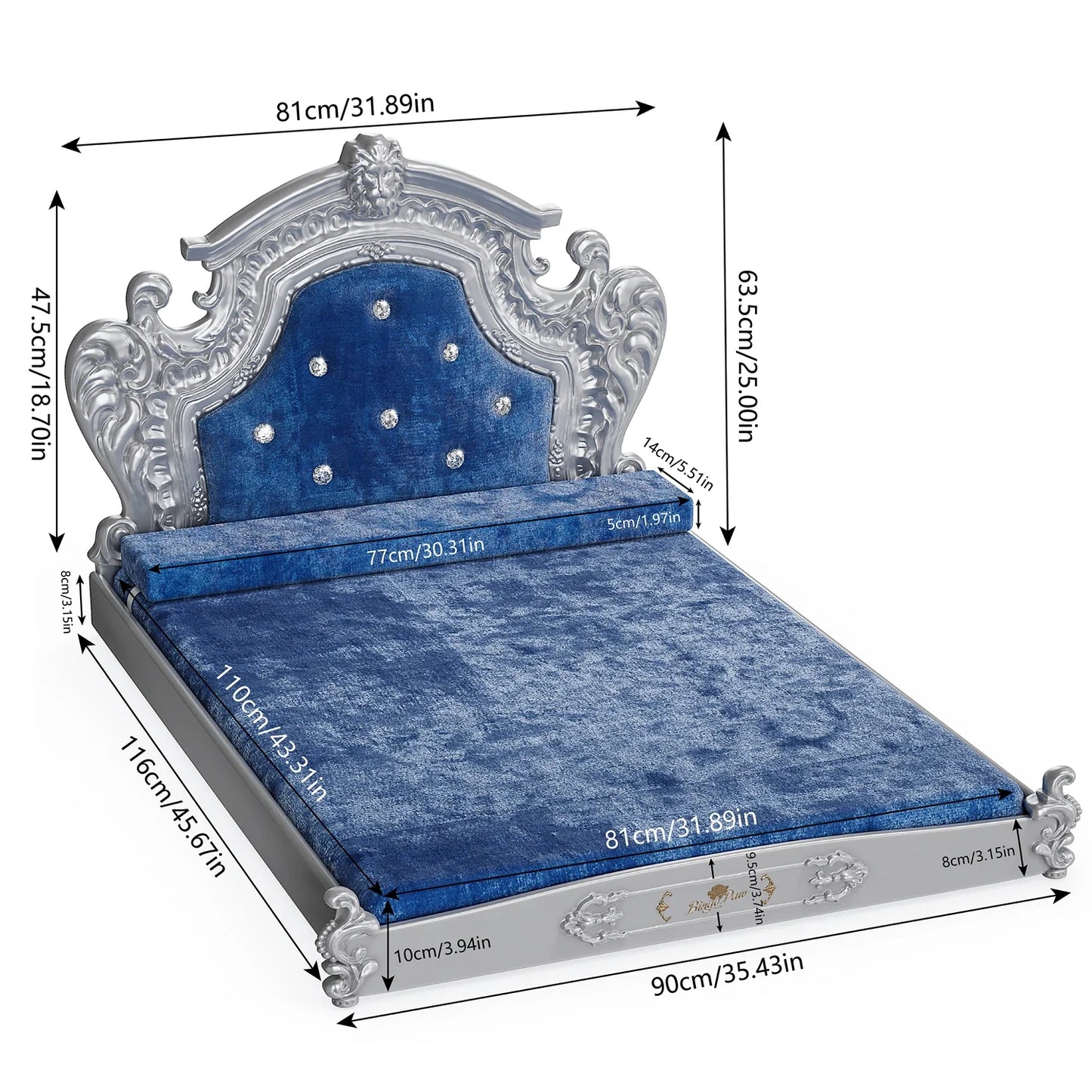 XXLarge Luxury Pet Bed - Headboard Design with Washable Dutch Velvet