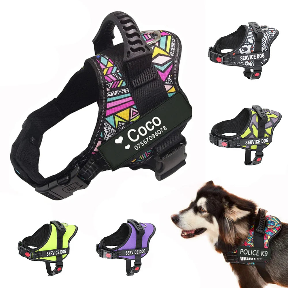 🦮 Professional Service Dog Harness - Custom ID Vest with Reflective Safety Design