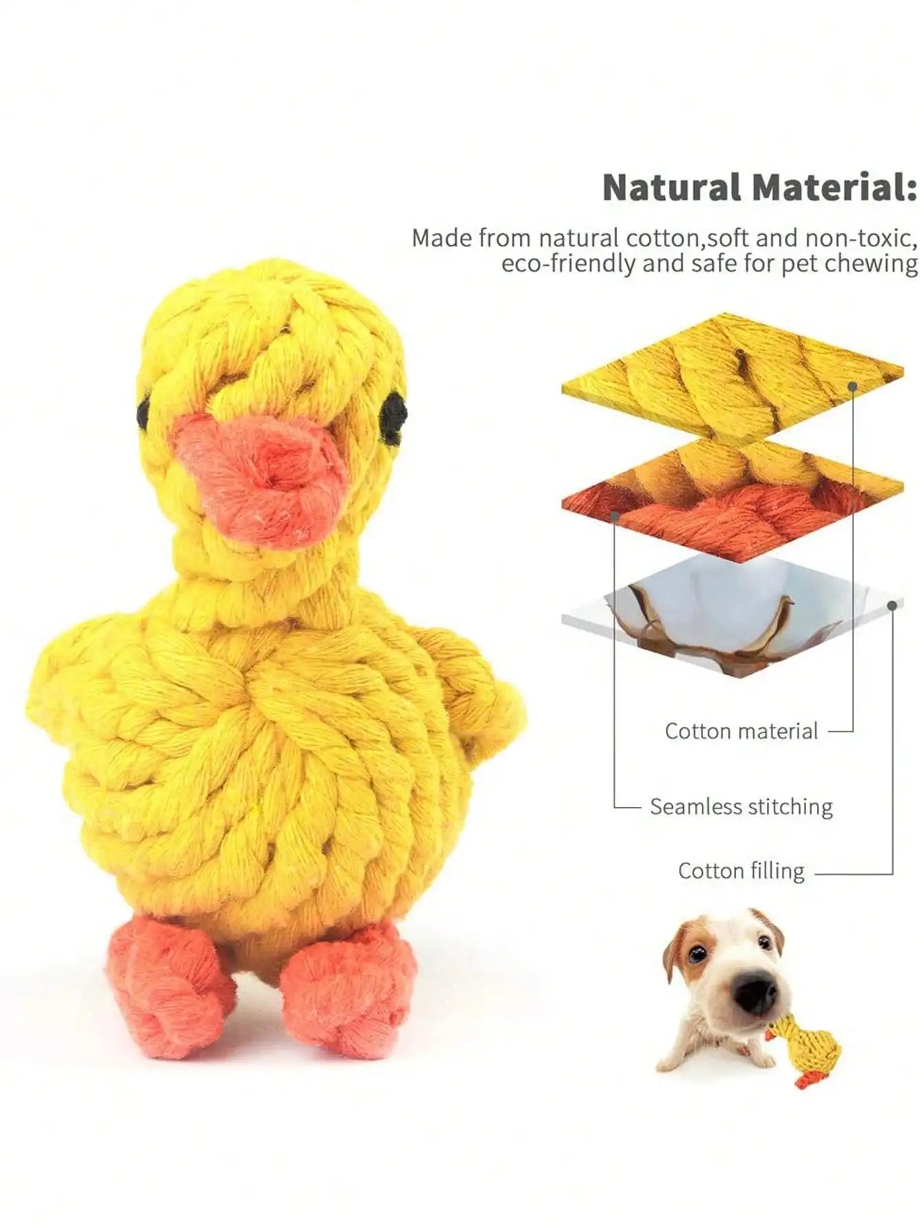 Hand-Woven Cotton Rope Dog Toy - Teeth Resistant Natural Chew
