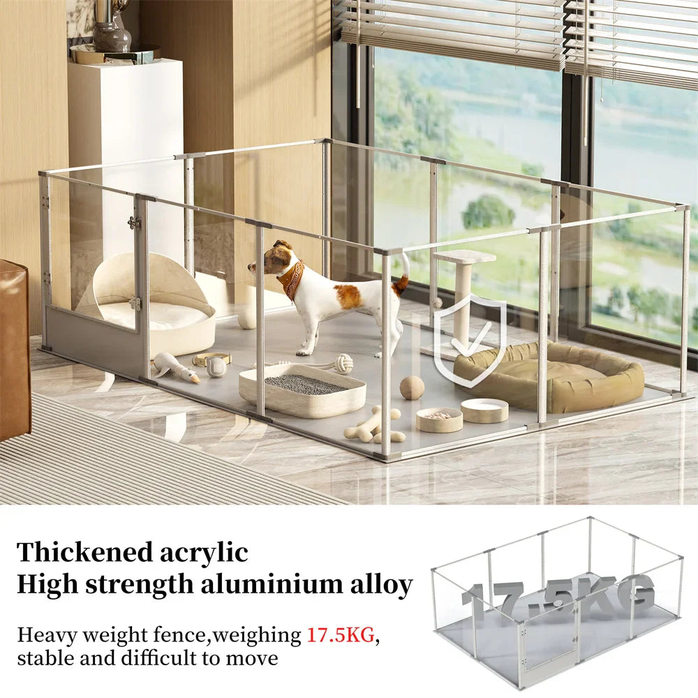 Premium Acrylic Dog Playpen - Extra Large 10-Panel Pet Enclosure
