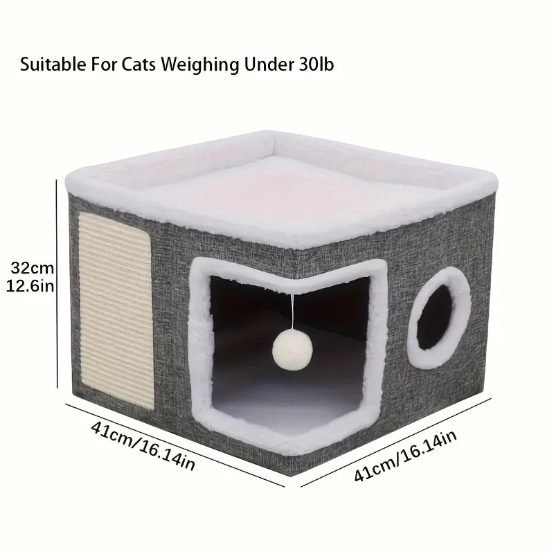 šæ Luxury Cat Tree Bed - Organic Bamboo Base with Orthopedic Comfort & Scratching Post