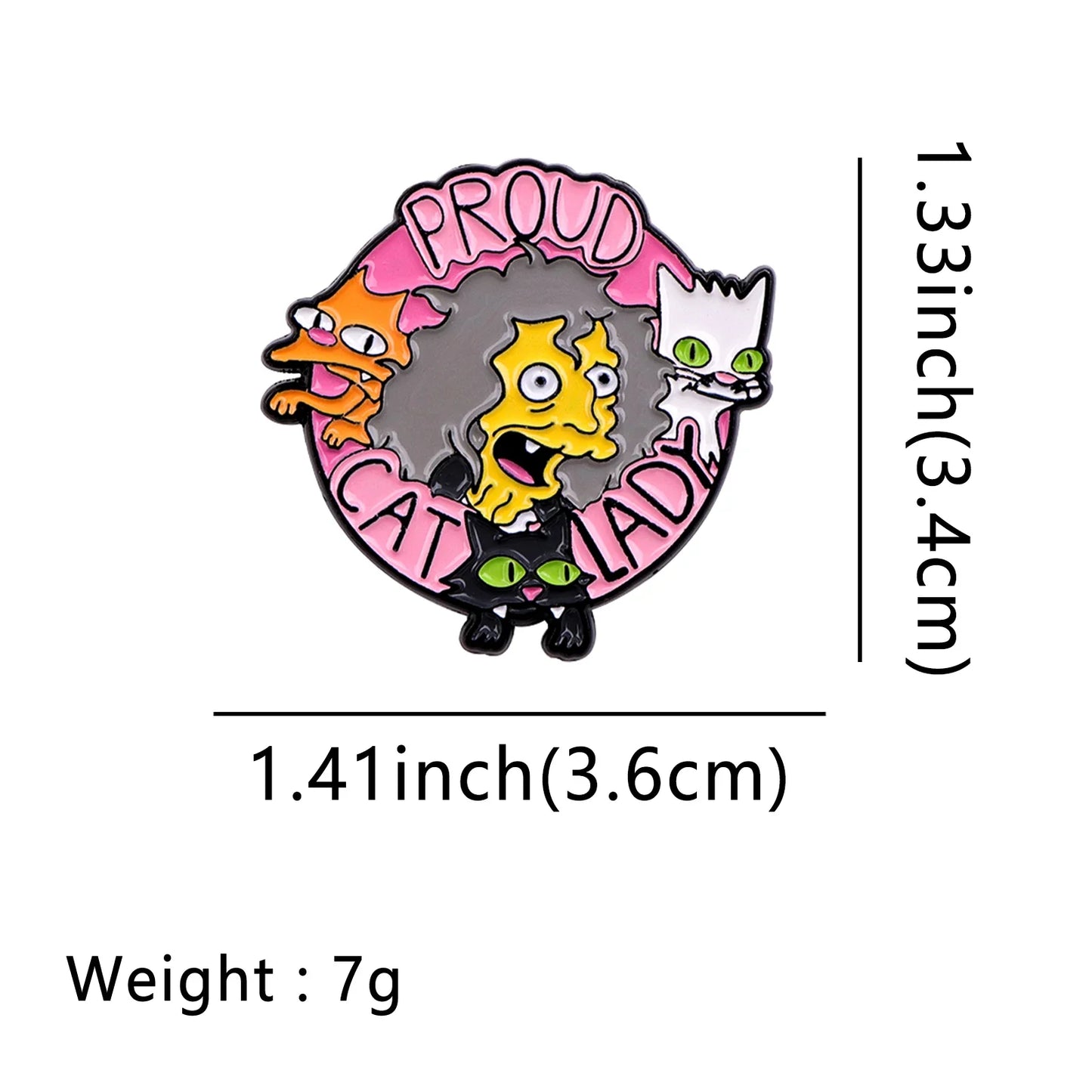 Cat Lady Enamel Pin - Cartoon Lapel Badge - Purrfect Pet Kingdom