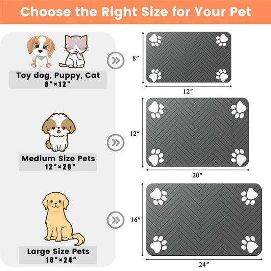 Absorbent Pet Feeding Mat with Waterproof Backing for Dogs &