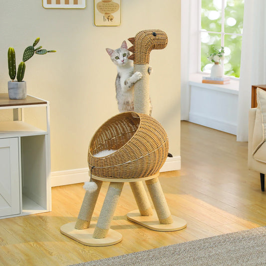 Dinosaur Cat Tree Tower - 116cm Multi-Level Scratching Post with Fun Design