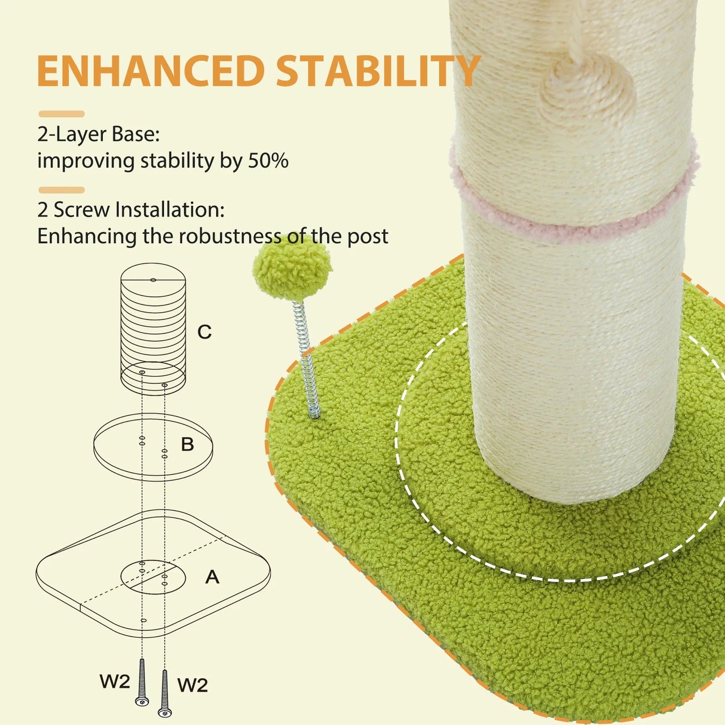 Pink Flower Cat Tree - Compact Sisal Scratching Post for Indoor Cats