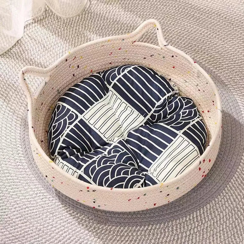 Summer Cat Bed Deep Sleep Comfort - Tent Cave Nest Indoor Mat Basket