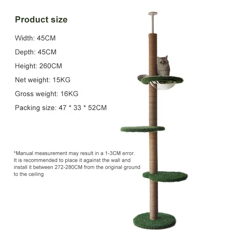 Cat Tree Floor To Ceiling Height Adjustable Tall 🐱