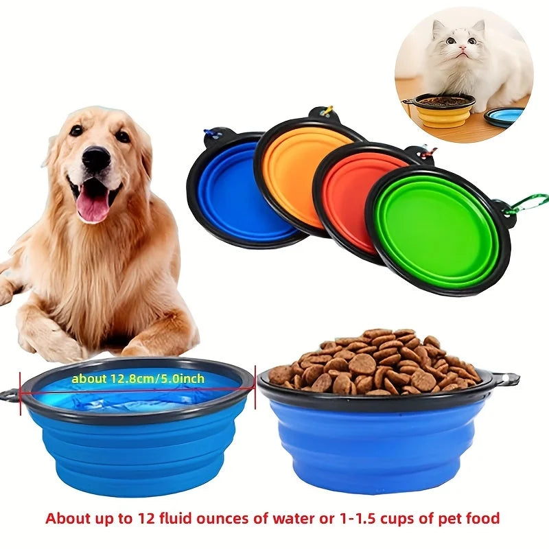 Portable Pet Food Bowl - Collapsible Silicone Travel Water Food Bowl