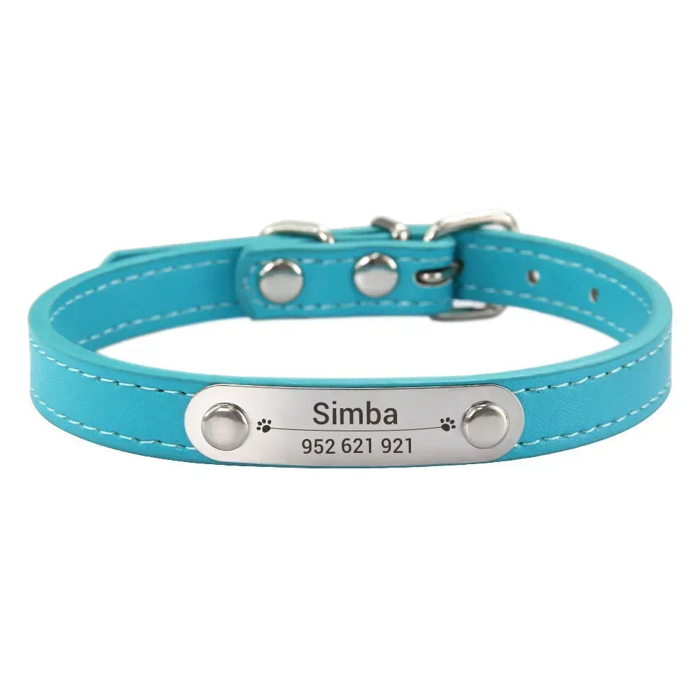 Personalized Dog Collar - Engraved ID Leather Collar