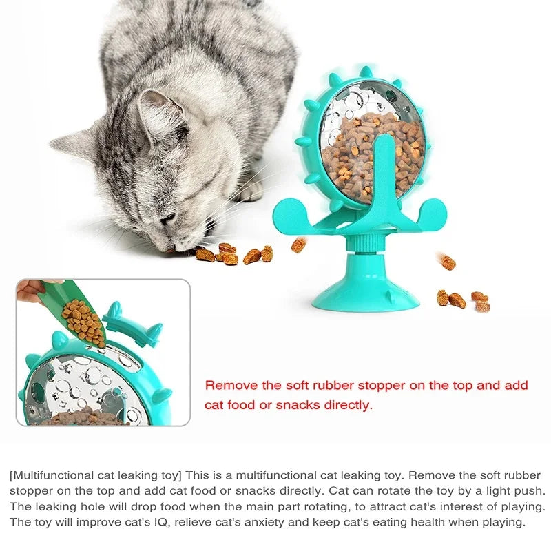 Ferris Wheel Suction Cup Toy - Slow Feeder with Bell for Small Dogs & Cats