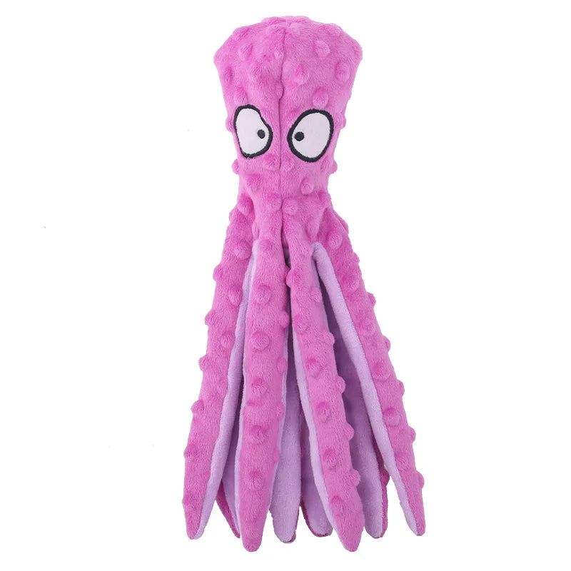 Durable No-Stuffing Crinkle Octopus Dog Toy for Active Pups