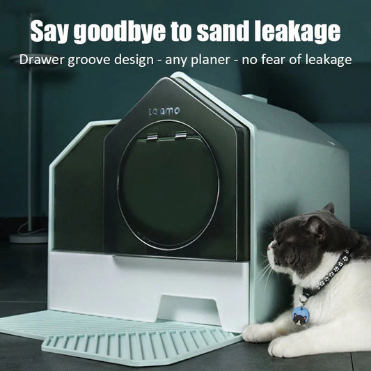 Extra Large Enclosed Cat Litter Box - Anti-Splash Odor Control with Drawer