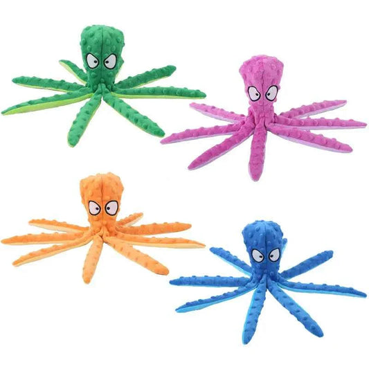 Durable No-Stuffing Crinkle Octopus Dog Toy for Active Pups