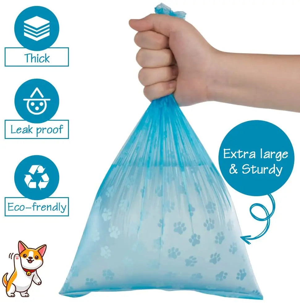 Pet Poop Bags Disposable Dog Perros Waste Bag Bulk Poop 5 Roll(75Pcs) Bags with Paw Prints Clean Pick Up Tools Pet Items - Purrfect Pet Kingdom