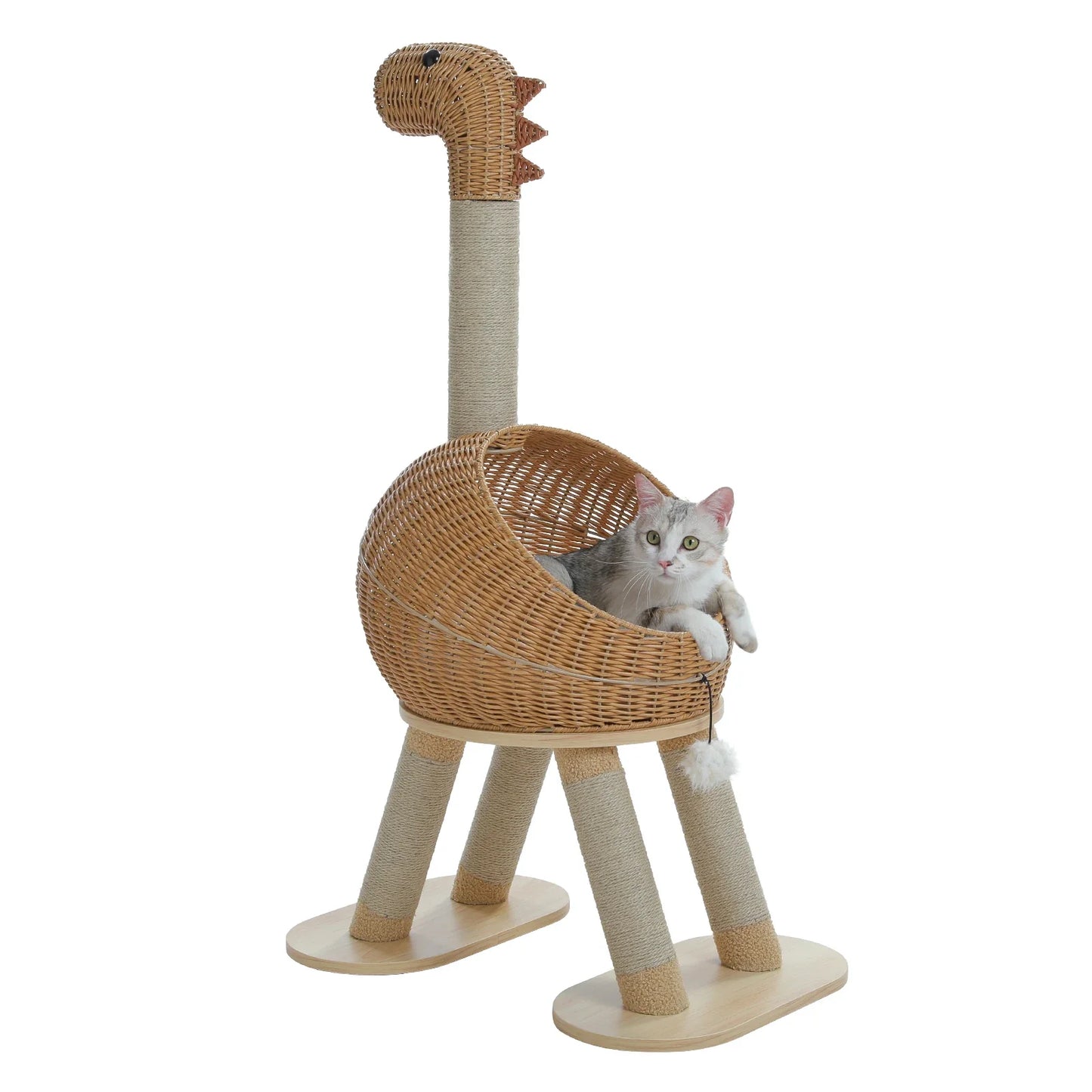 Dinosaur Cat Tree Tower - 116cm Multi-Level Scratching Post with Fun Design