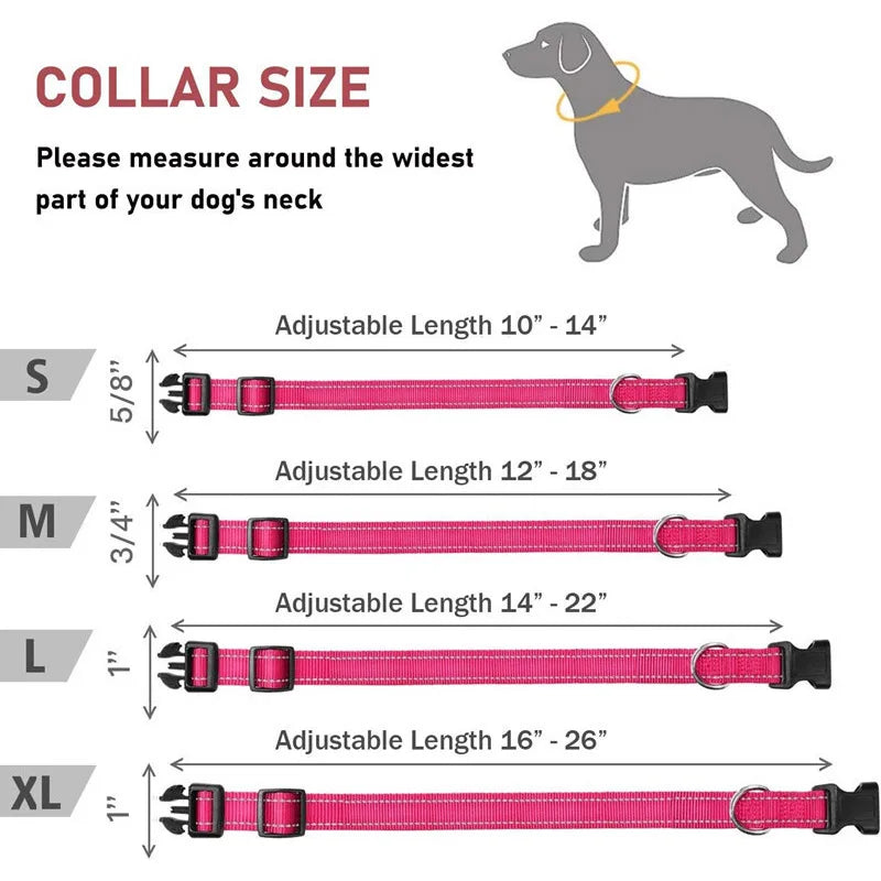 Dog Collar Reflective Nylon Safety Adjustable 🦺