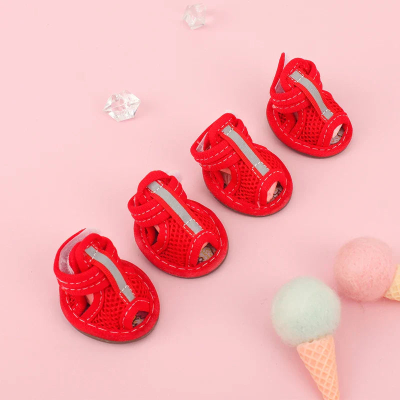 Summer Dog Shoes for Small Dogs - Breathable Reflective Outdoor Sandals
