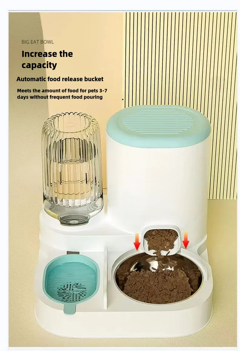 Cat Bowl Automatic Feeder - Water Dispensers Integrated Food Basin for Dogs