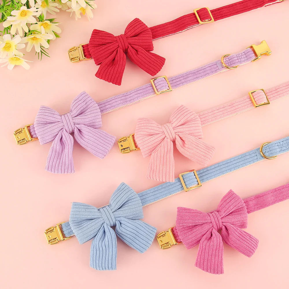 Personalized Dog Collar with Bow - Custom Engraved Cuteness