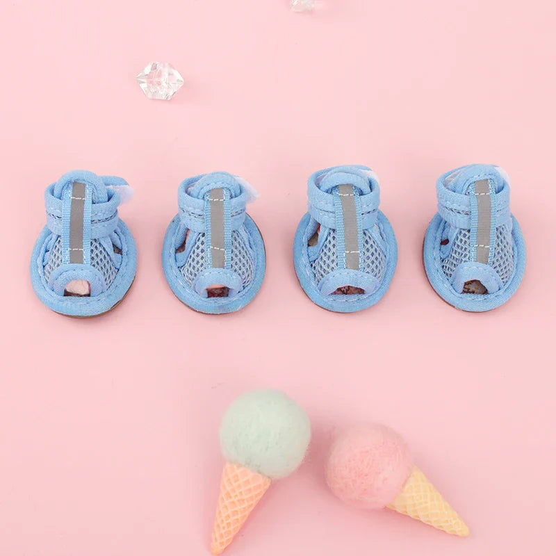 Summer Dog Shoes for Small Dogs - Breathable Reflective Outdoor Sandals