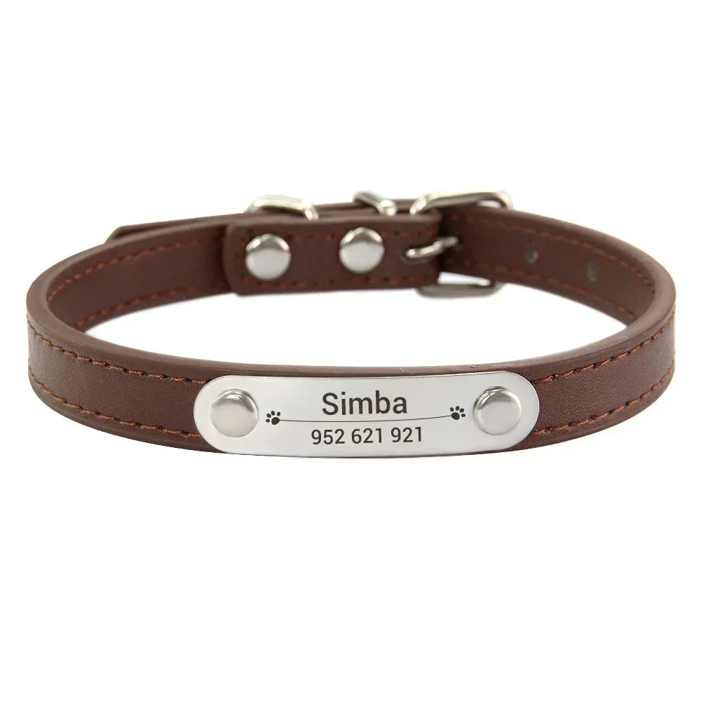 Personalized Dog Collar - Engraved ID Leather Collar