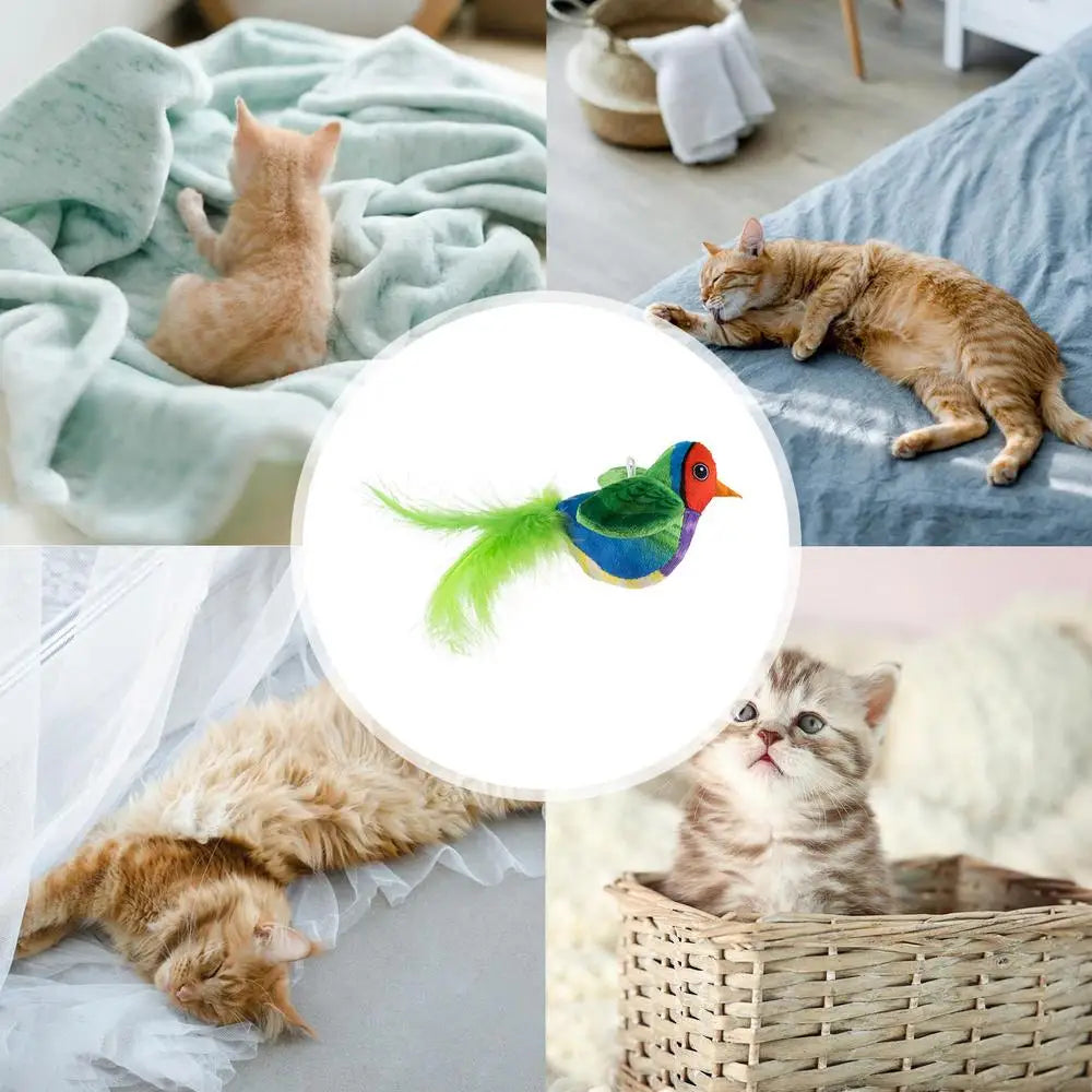 Flapping Bird Cat Toy Chirping Realistic Interactive Flying ๐ฑ