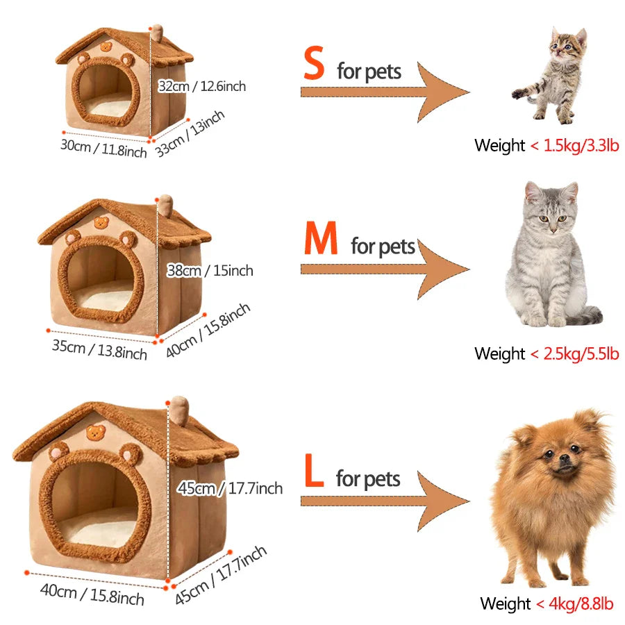 Foldable Pet House - Washable Bed Small Dogs & Medium Cats ๐
